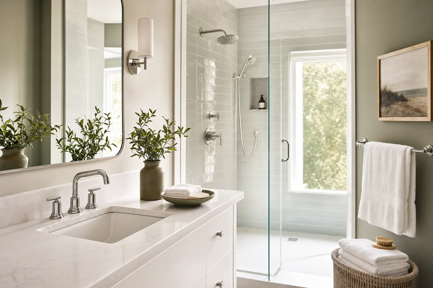 Apartment cleaning service with polished bathroom fixtures